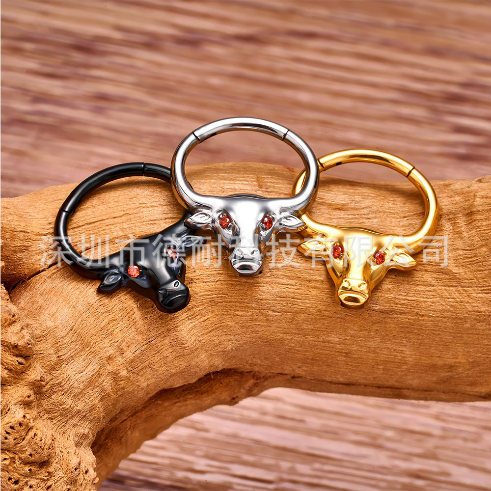 G23 F136 Cow Sculpture 5A quail piercing punk nose rings