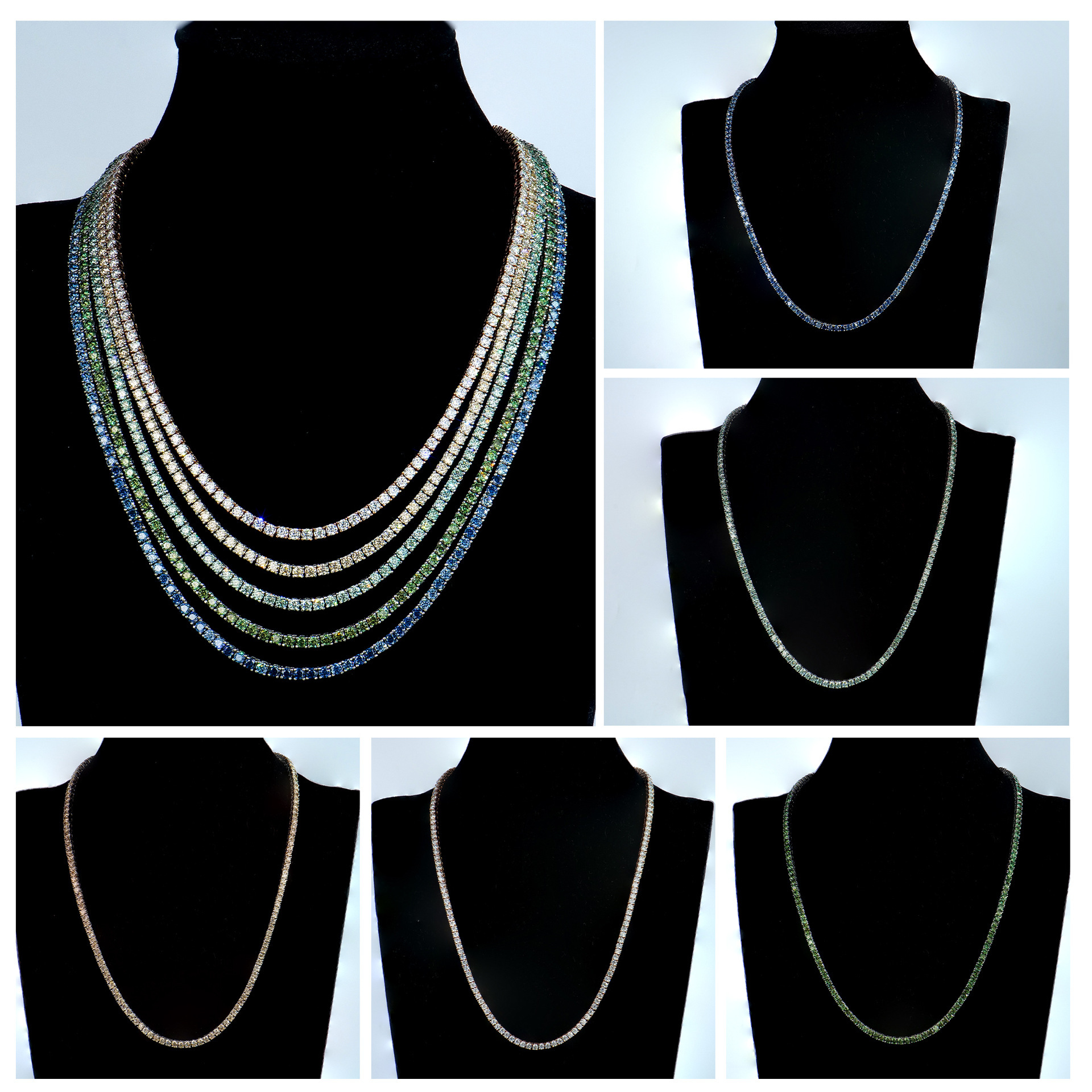 The new cross-border color tennis necklace classic design of the Amazon Mono Tennis Treasure Source.