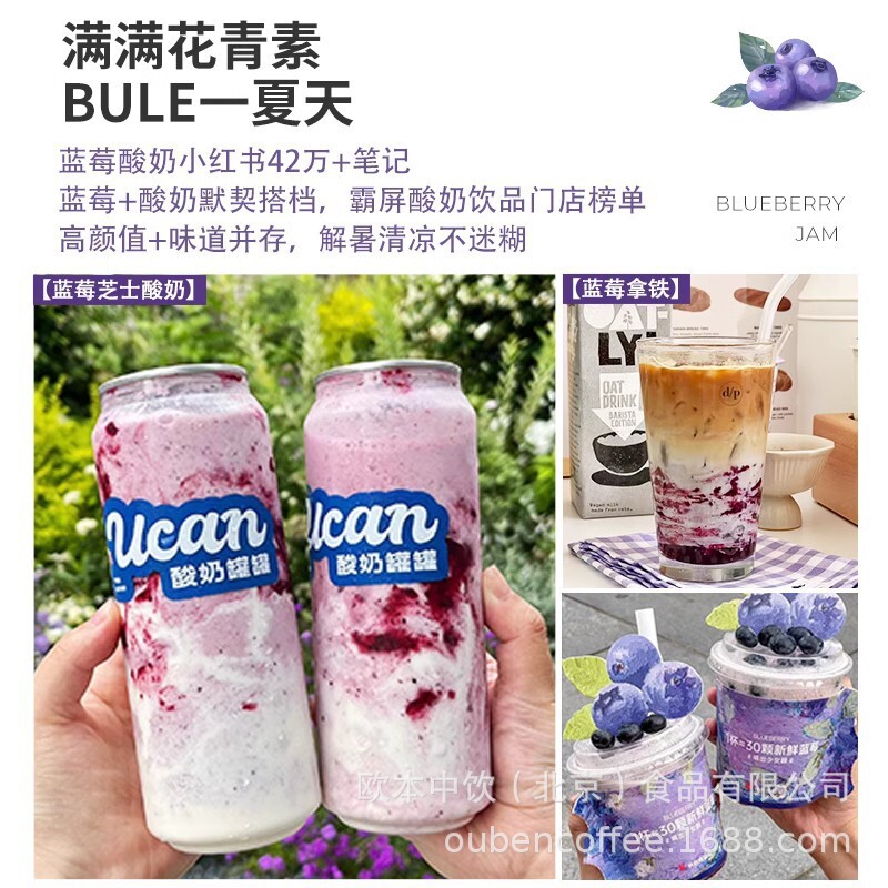 Sữa chua nhân tạo O'Ben mứt việt quất ngọt trong quán trà nướng trái dâu đặc cho mứt hạt lớn.