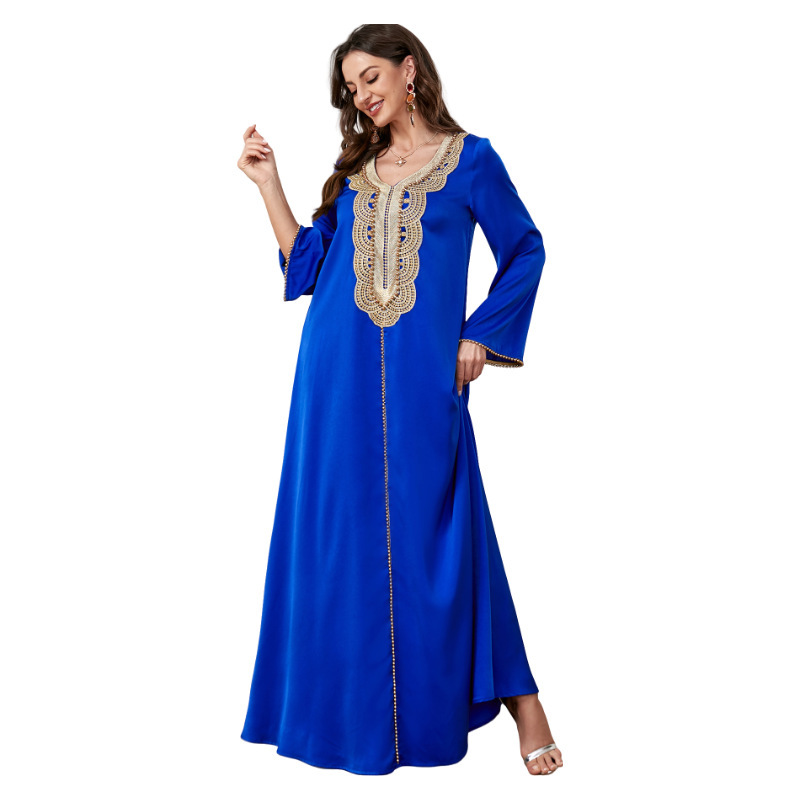 3287 Middle East Cross-border Baya Arab women in V-shirts long-sleeved European-American foreign trade dress