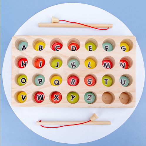 26 letters of wood-fishing toy magnetic baby baby initiation awareness game