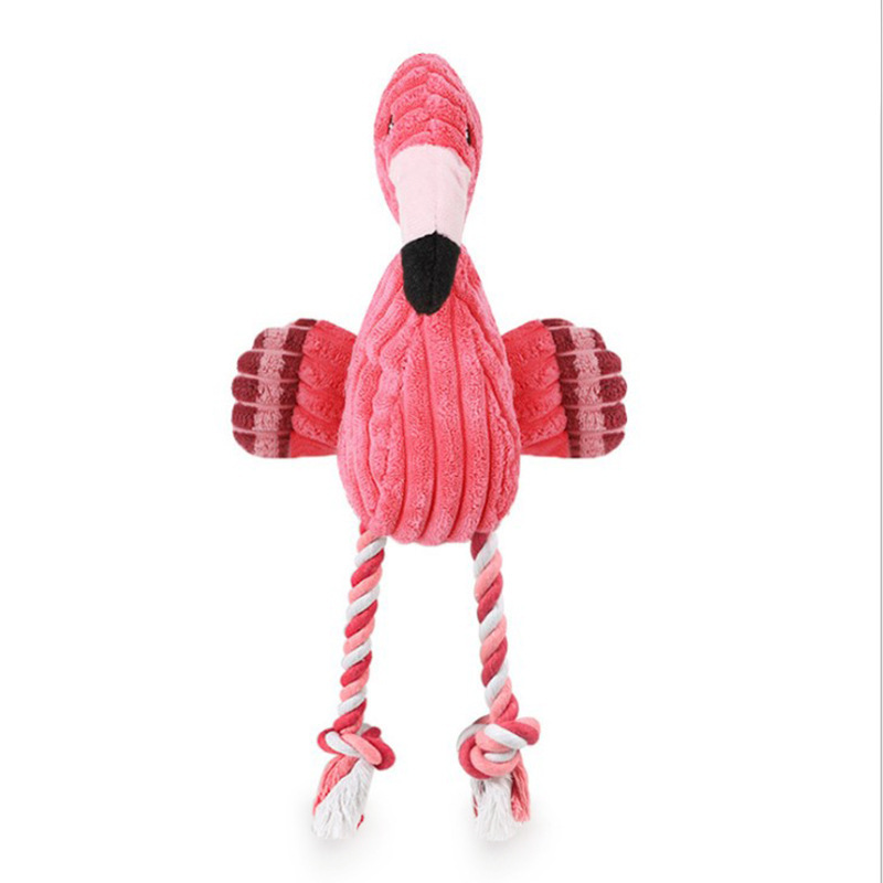 Spiral dog toy flamingo-formed cotton-line velvet-resistant pets.
