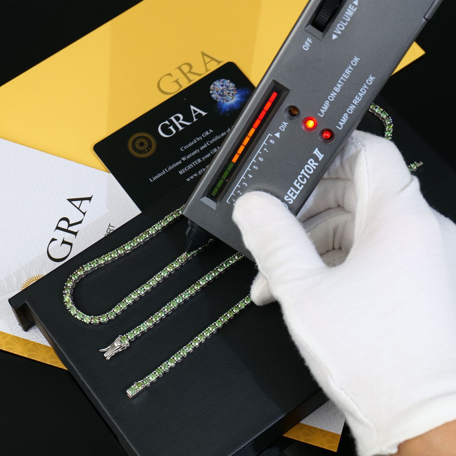 New cross-border bang tennis bracelet, 4mm green Mosan.