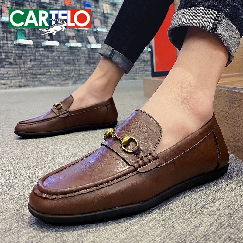Cartier's 2022 new soft-skinned, soft-skinned man's leisure shoes, head-covered cow shoes, beans.