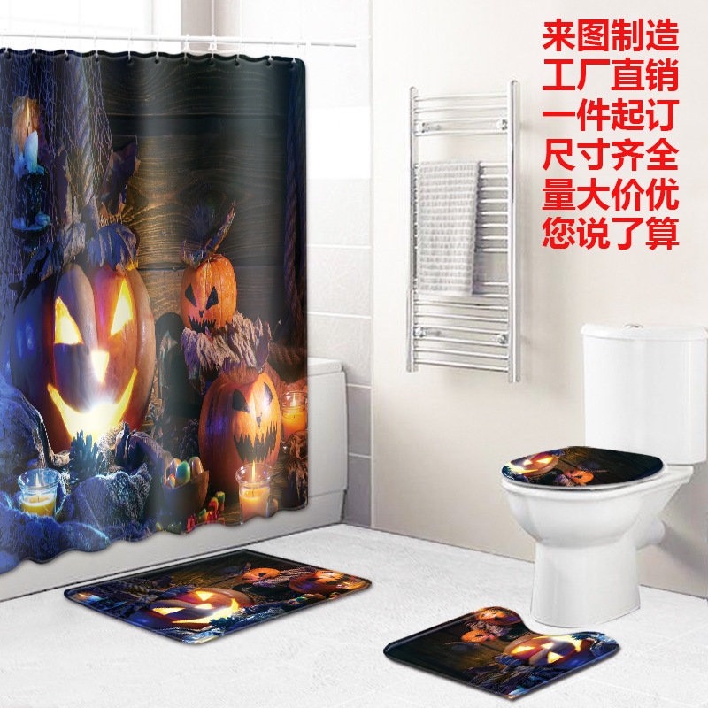 The U.S. and U.S. cross-border Halloween shower curtain digitally stamped the Amazon Wish to make 22.