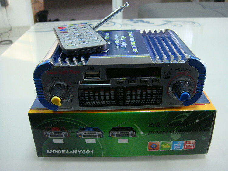 Mức độ kỹ thuật số HY601 hiển thị hai kênh 12V với điện xe USB SD MMC.