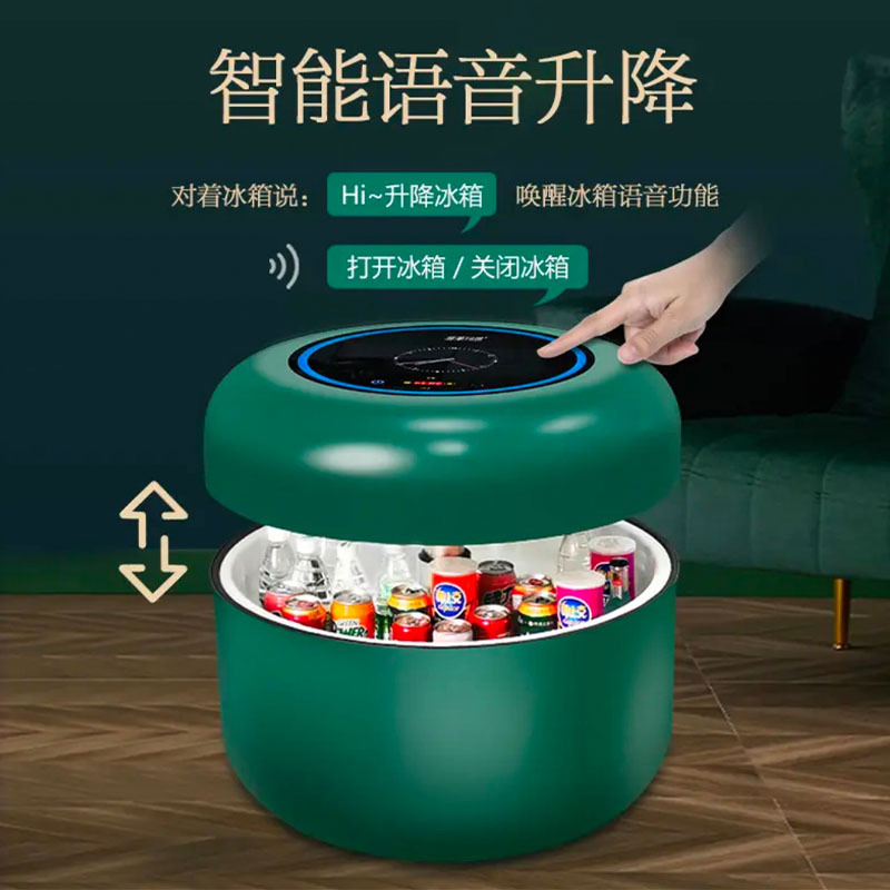 Các tủ lạnh tròn thông minh với một số giọng nói lên và xuống của bầu không khí nhạc không sạc.