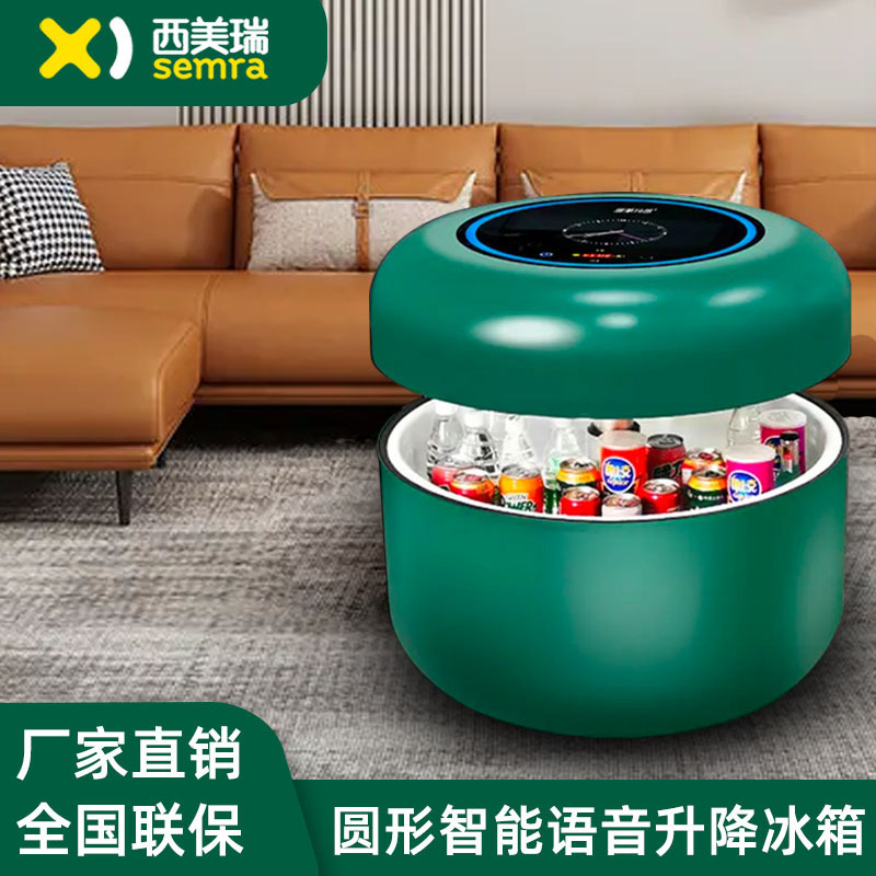 Các tủ lạnh tròn thông minh với một số giọng nói lên và xuống của bầu không khí nhạc không sạc.