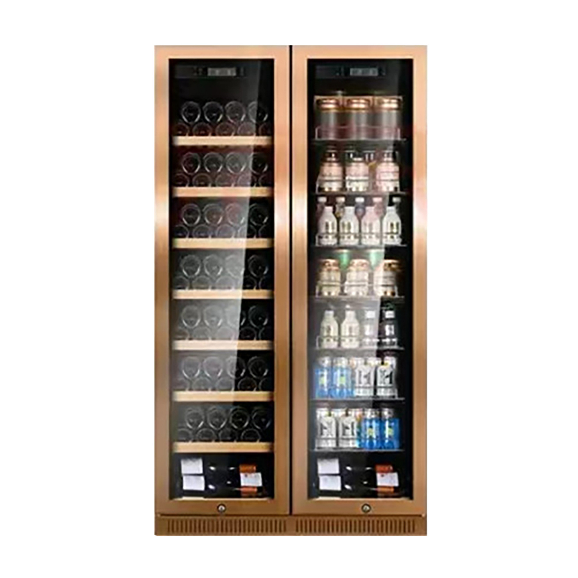 Cái tủ rượu mở đôi tủ kính thép.