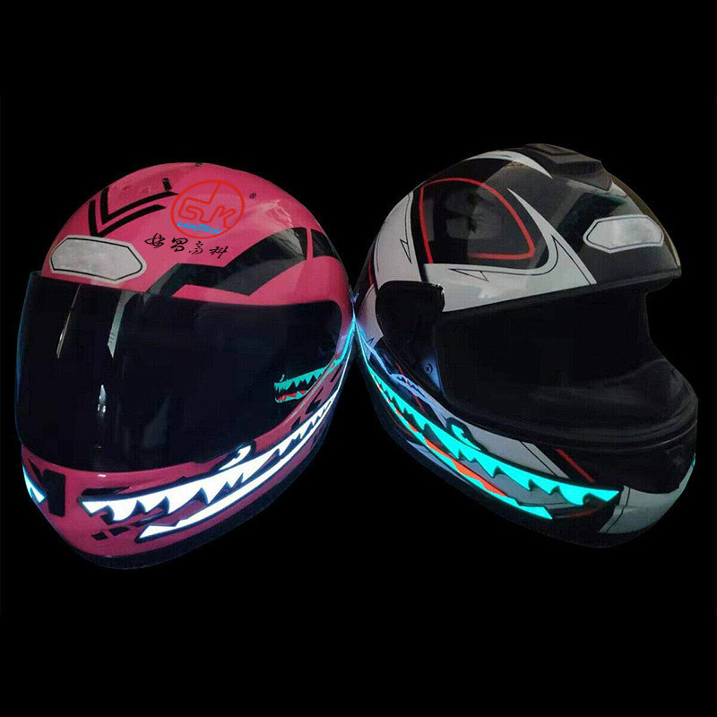 The factory sells alligator glow helmets and motorcycle helmets.