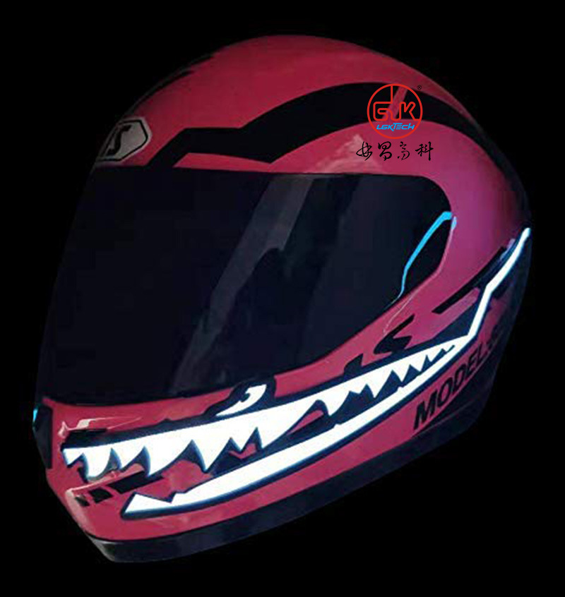 The factory sells alligator glow helmets and motorcycle helmets.