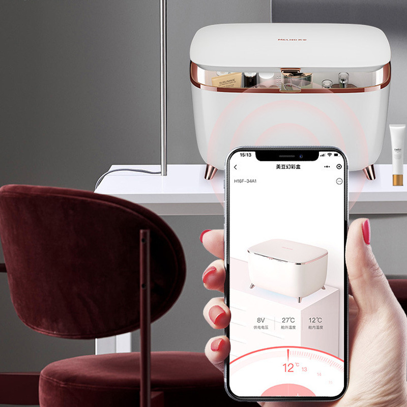 새로운 9L 가정 집 메이크업 냉장고 간단한 침묵하는 얼굴 메이크업 소형 상자 bluetooth 냉장고.