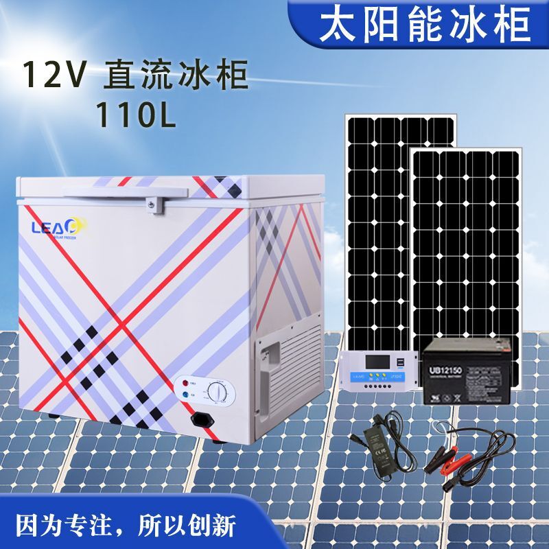 DC12V solar refrigerator freezer LP-110 direct-flowing ice freezer home solar roofing single door