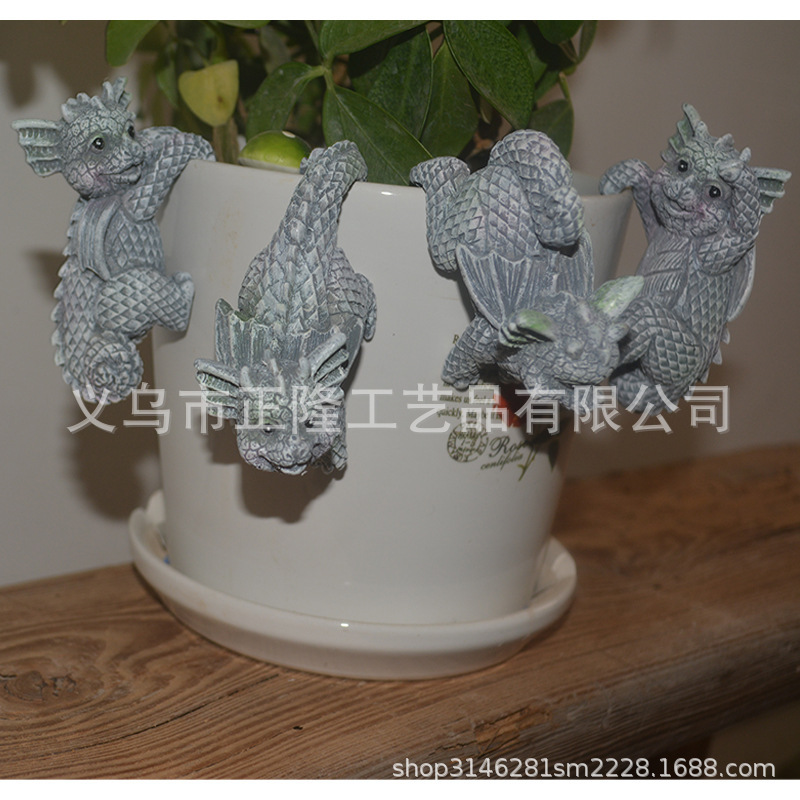 跨境亞馬遜樹脂工藝品掛件卡通掛杯龍掛花盆家居創意禮品樹脂擺件