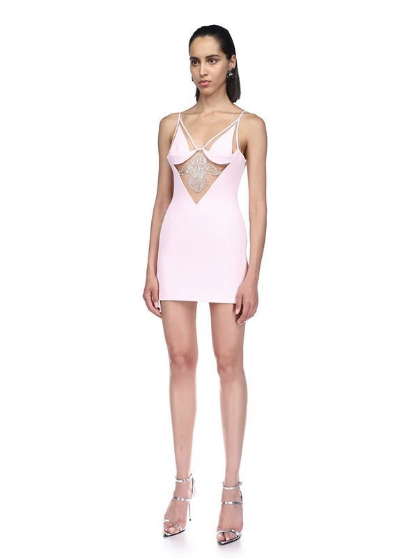 Sự dọn dẹp Amazon làm tăng tốc độ bộ đồ màu đen, màu hồng của một bộ váy sexy.