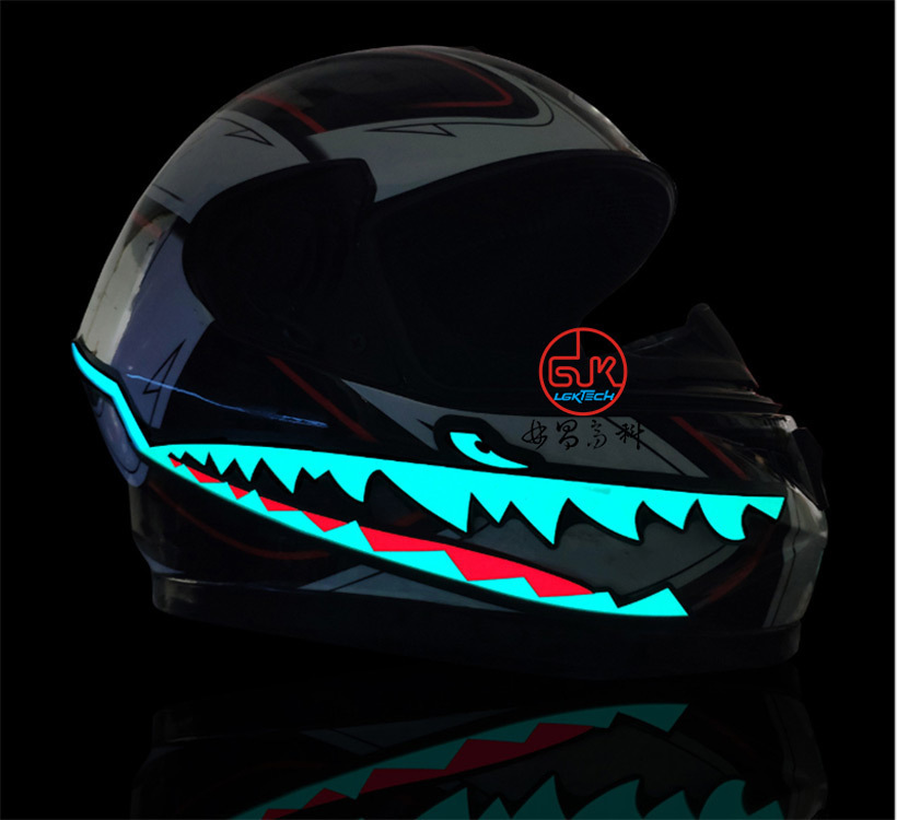 The factory sells alligator glow helmets and motorcycle helmets.