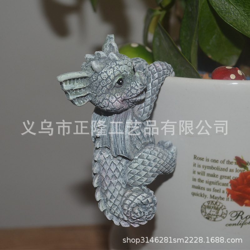 跨境亞馬遜樹脂工藝品掛件卡通掛杯龍掛花盆家居創意禮品樹脂擺件