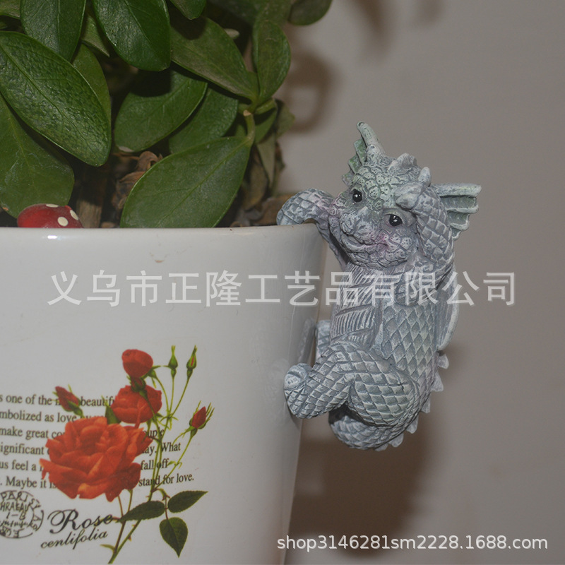 跨境亞馬遜樹脂工藝品掛件卡通掛杯龍掛花盆家居創意禮品樹脂擺件