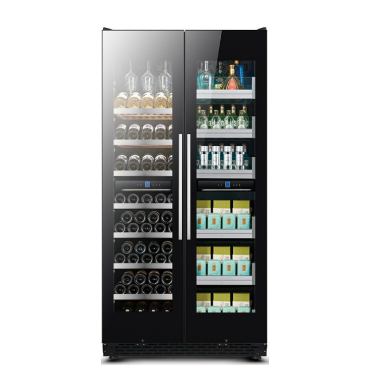 109 tủ rượu nóng, lạnh, đỏ với 980 ô vuông cao 2 mét để mở một vùng nhiệt độ.
