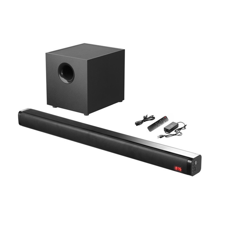 The manufacturer sells bluetooth soundbars with bass cannons to support wireless microphone custom wholesale.