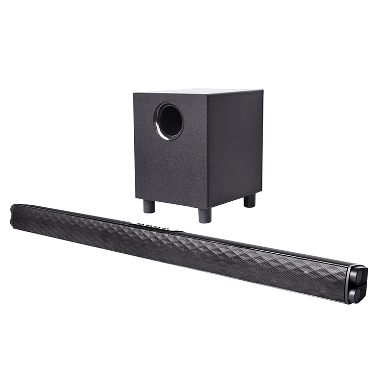 The manufacturer sells bluetooth soundbars with bass cannons to support wireless microphone custom wholesale.