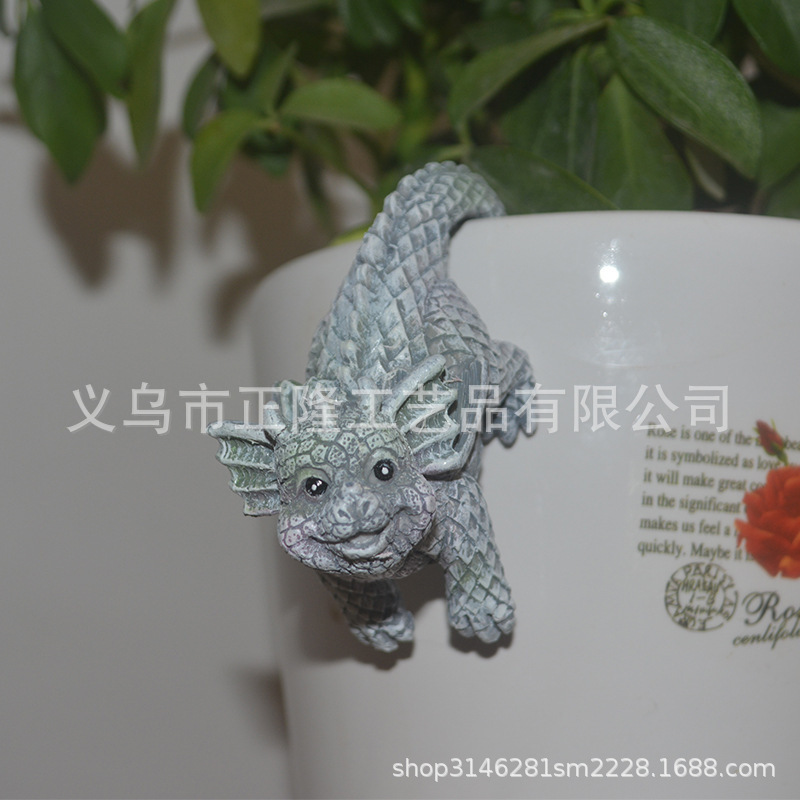 跨境亞馬遜樹脂工藝品掛件卡通掛杯龍掛花盆家居創意禮品樹脂擺件