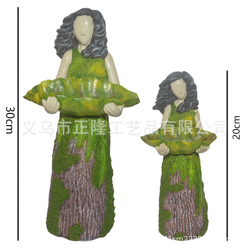跨境樹脂工藝品綠女神喂鳥器戶外庭院花園雕像喂鳥器樹脂擺件