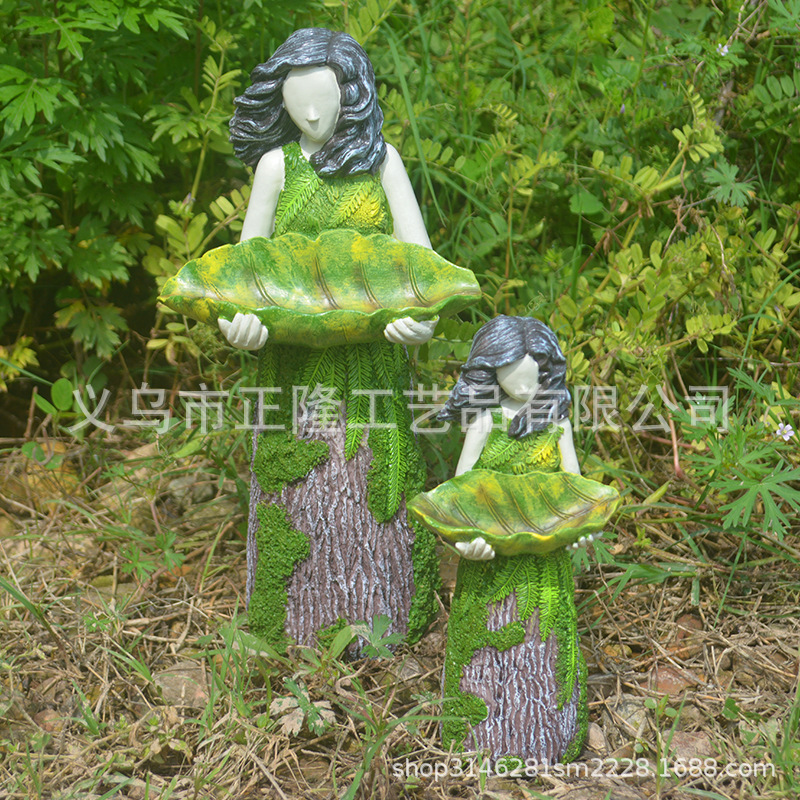 跨境樹脂工藝品綠女神喂鳥器戶外庭院花園雕像喂鳥器樹脂擺件
