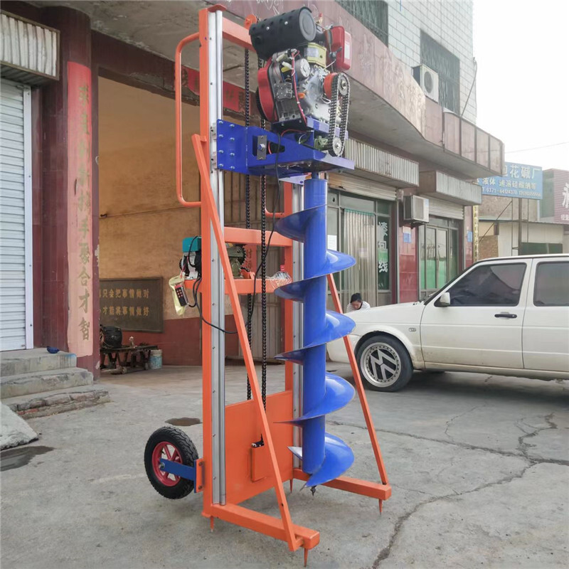 Fuel-based self-lifting pole pit-digger PV peddler house floor-based pit-drilling rig