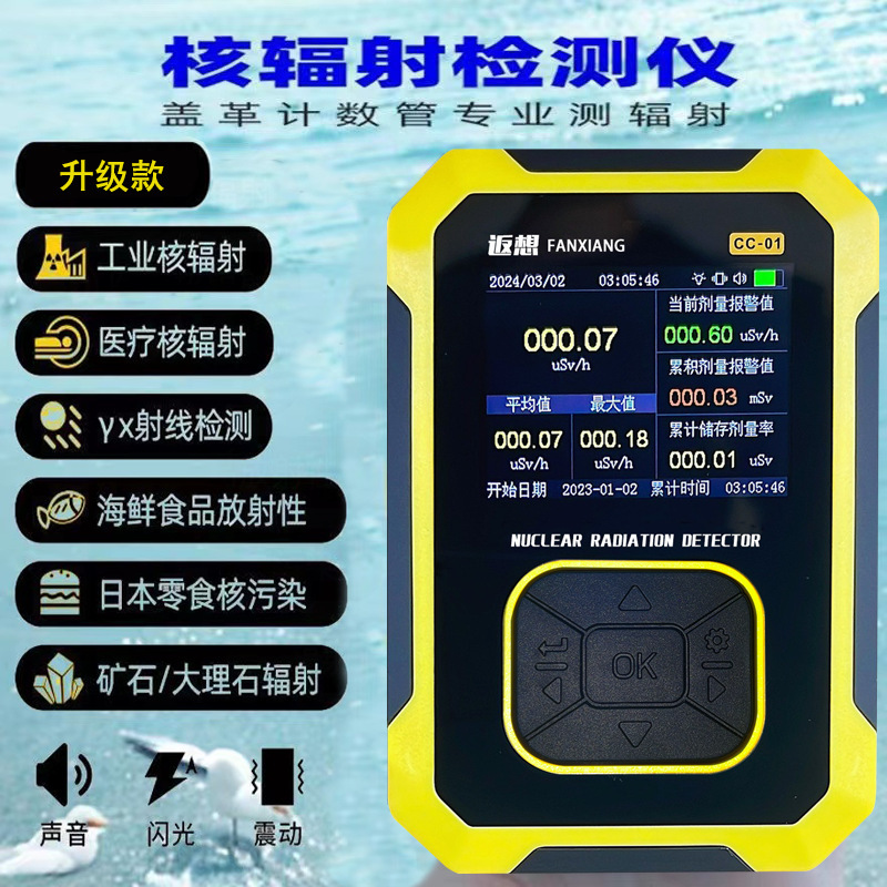 Household portable PPE monitors for detection of nuclear contamination of seafood xy beta nuclear wastewater