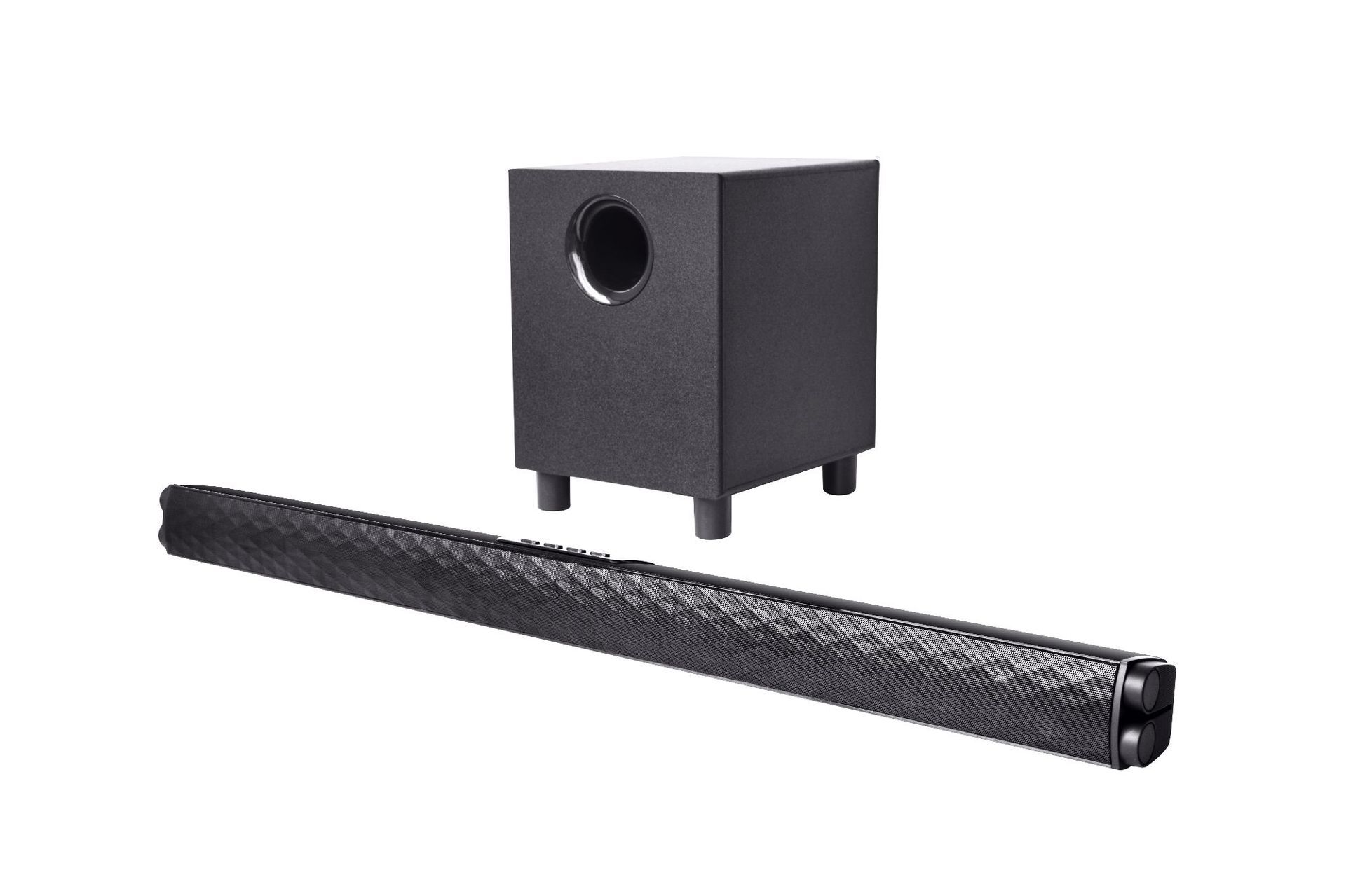 The manufacturer sells bluetooth soundbars with bass cannons to support wireless microphone custom wholesale.