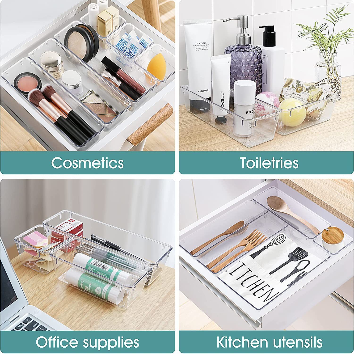 Ngăn kéo bán chạy Amazon chứa các bộ dụng cụ và hóa trang trong suốt.