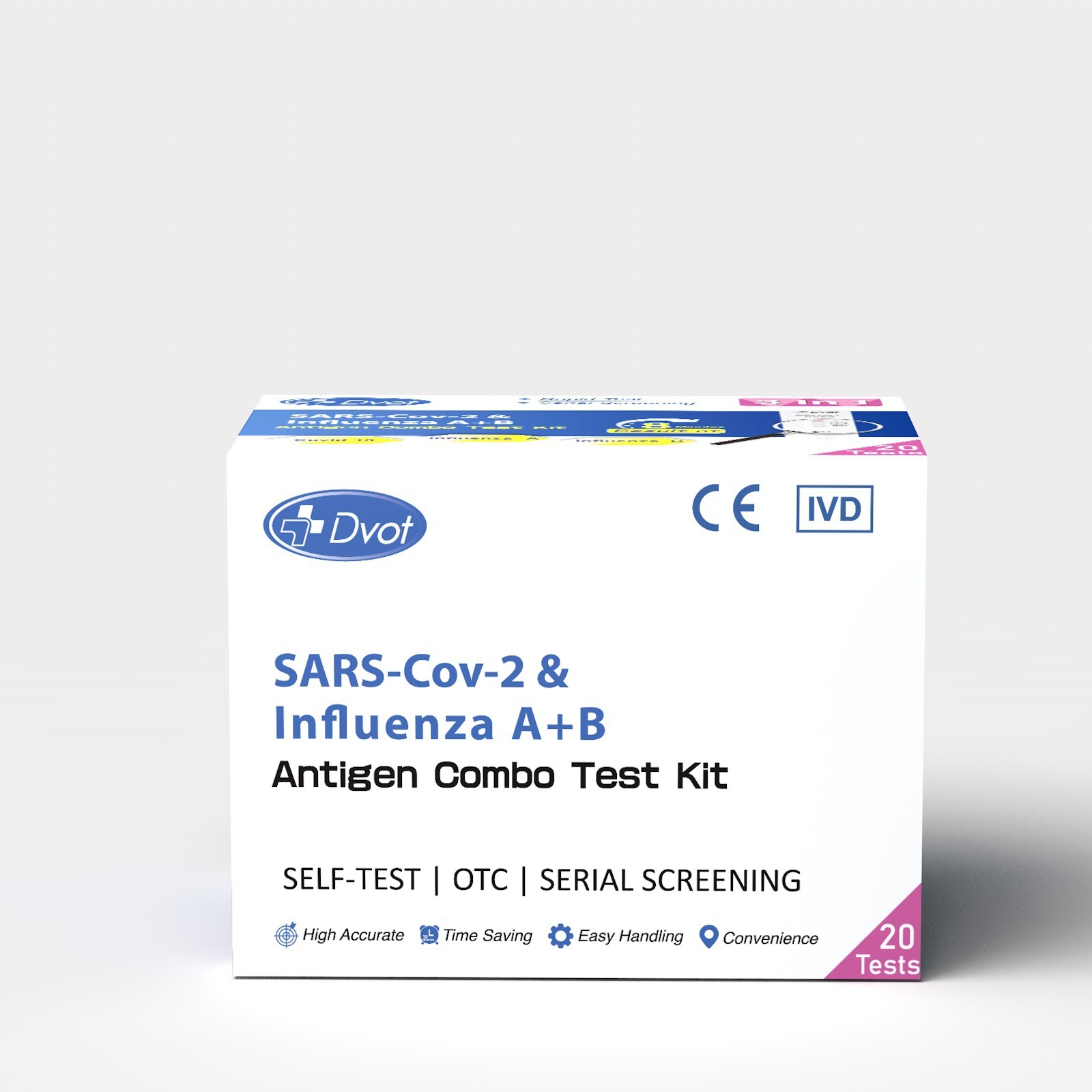 跨境英文版DVOT三合一四合一多聯檢測試劑盒SARS-CoV-2&Flu A/B&