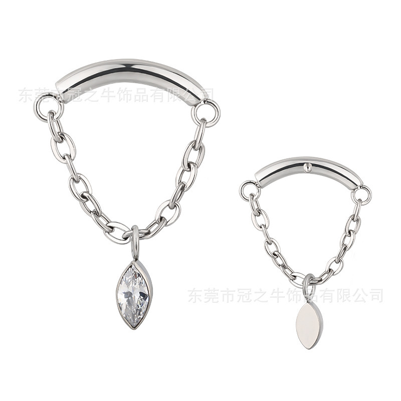 Wine Cow F136/G23 titanium pierced in-heart nails, lip nails, foreign trade hot-sellers.