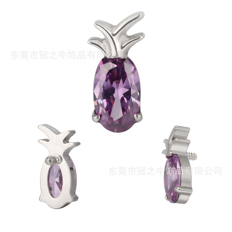 The crowned cow F136/G23 titanium alloy piercing pineapple-like ear nails to foreign trade.