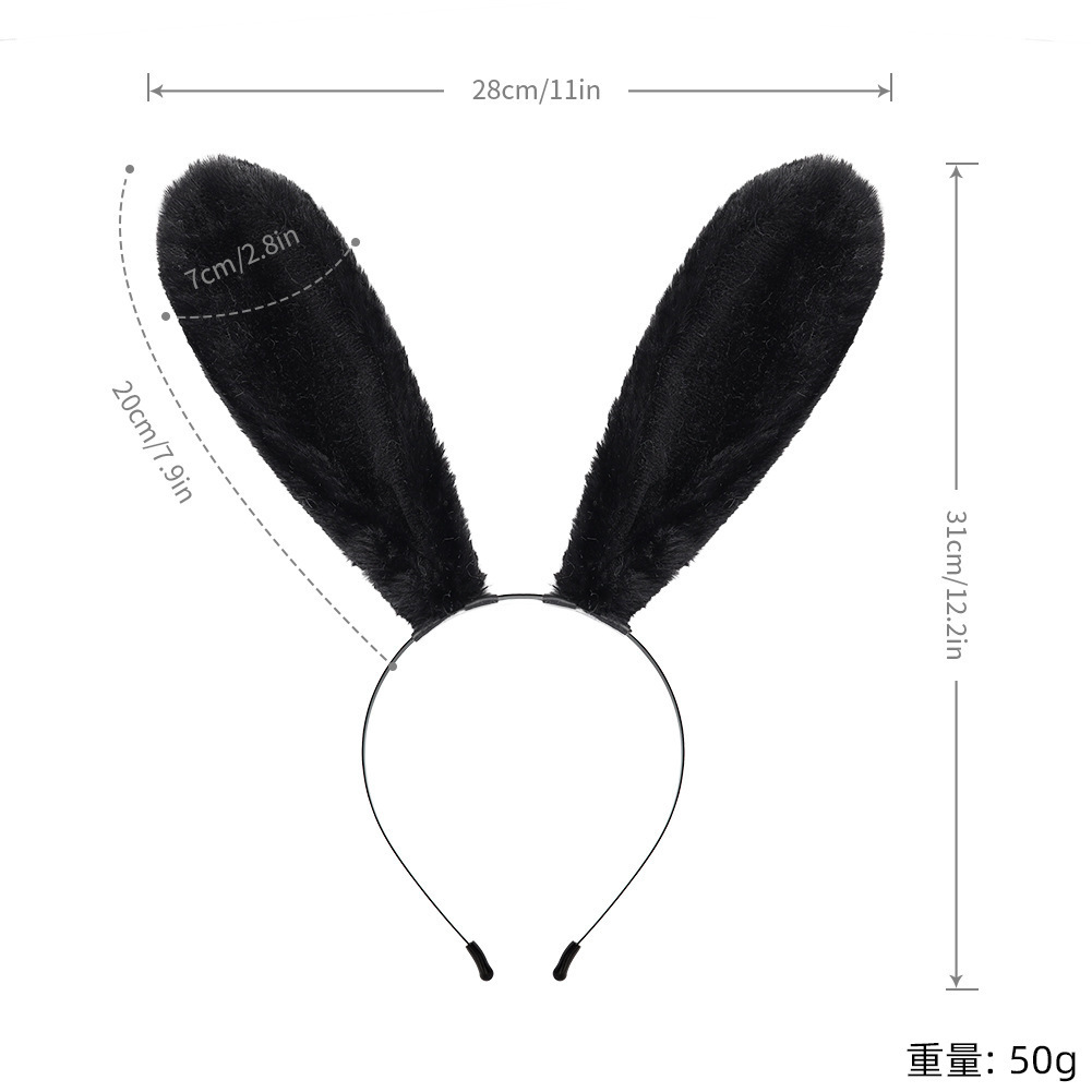 加工定制兔耳朵发箍Lolita兽耳发箍可调节仿真毛绒头箍配饰