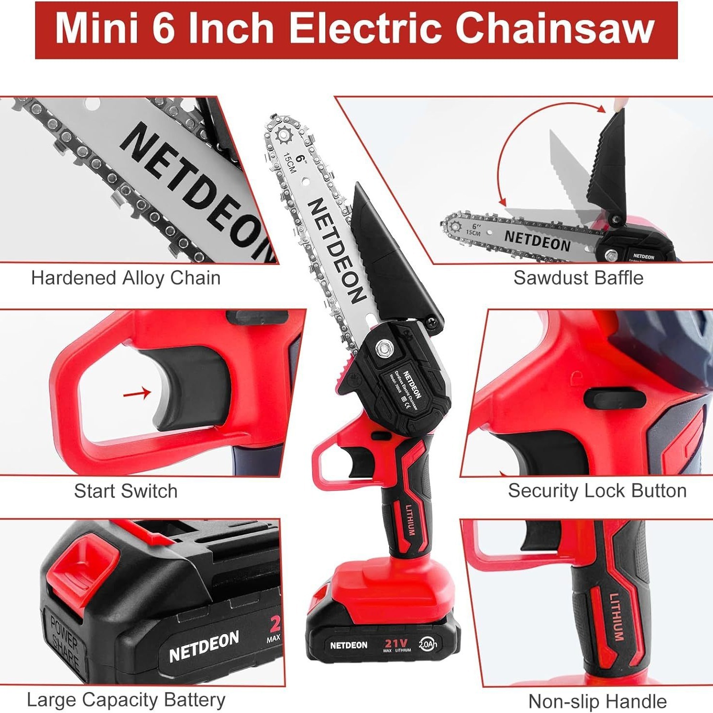 6-inch mini-maxed lithium chainsaw hand-held wireless logging outside the house