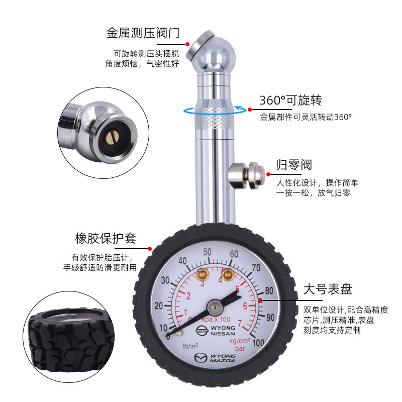 Một tờ áp lực đo áp suất cao kim loại vỏ cây số cao