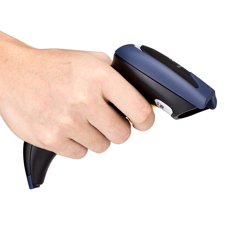 Samson has a 2-D scanner, a bar-coding gun at a supermarket convenience store, a mobile phone code, a security scanner.