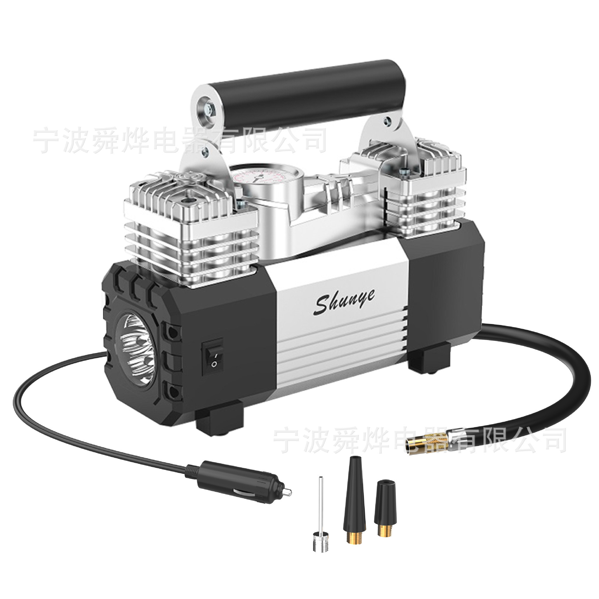 Máy bơm khí nén 12V xách tay kim loại tăng cường có nhiều khả năng bơm lốp đa mục đích