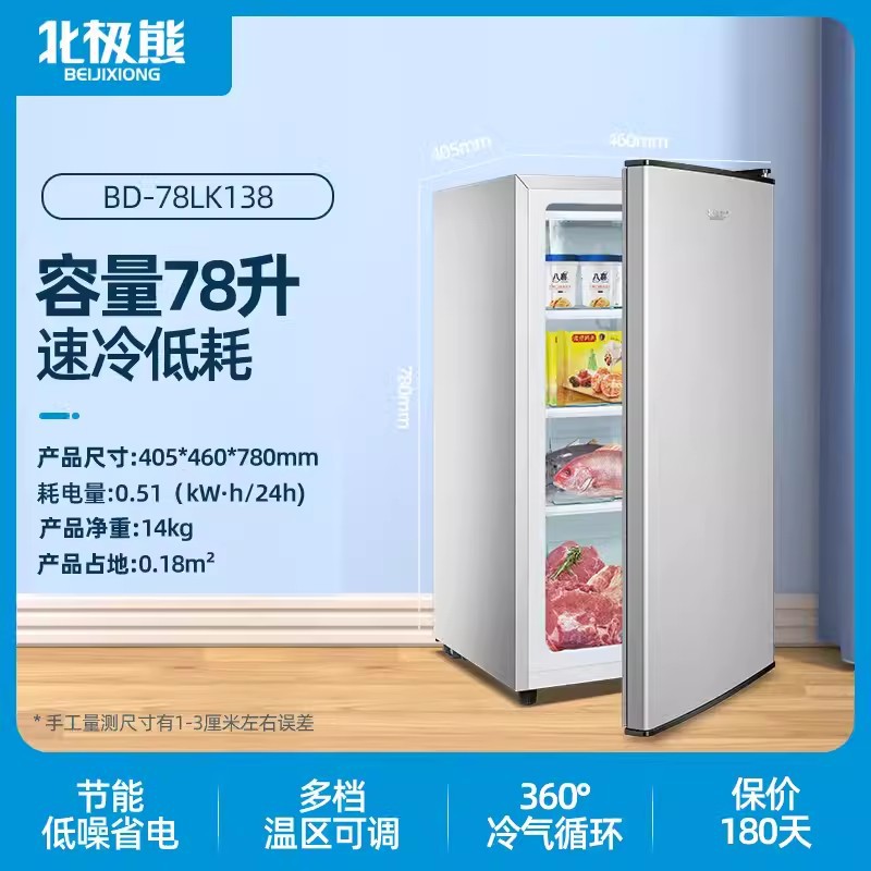 An all-frozen, stand-alone energy-saving, breast-milk-storage refrigerator for an energy-efficient polar bear freezer.