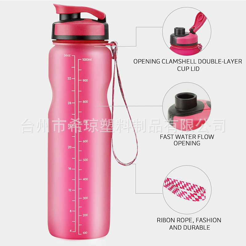 Một người đàn ông thủy tinh siêu năng lực, 1000 bình ML, với cô gái trong phòng tập thể dục, nhựa mùa hè chống lại việc rơi cốc không gian.