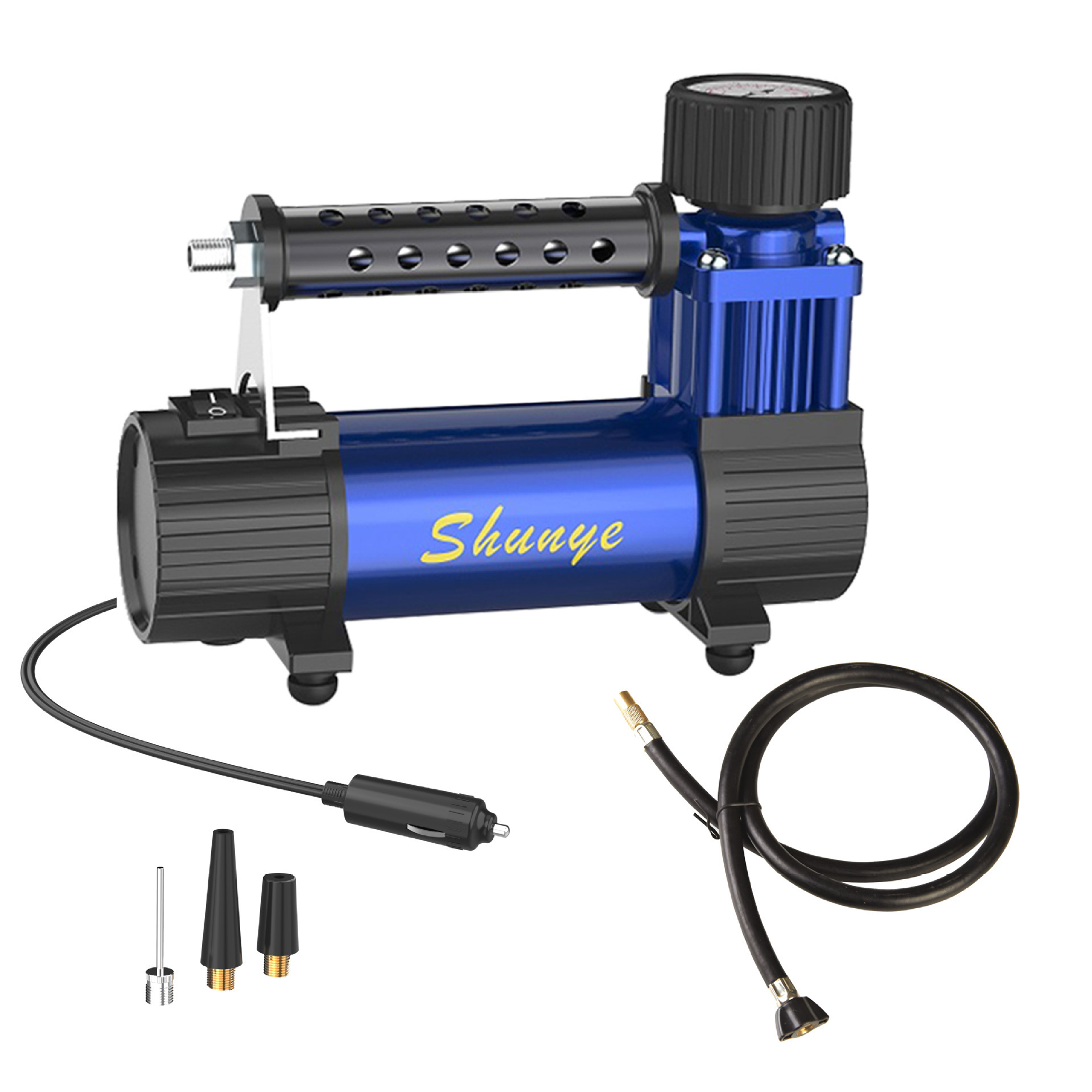 Máy bơm bằng xe 12 V xách tay lốp xe kim loại bơm