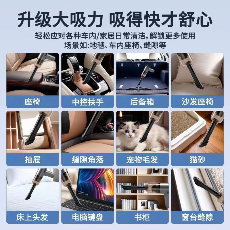 Máy hút bụi gắn gắn kết phương tiện mang theo một bộ cách nhiệt lớn của một máy hút bụi nhỏ, chưa mở, mạnh mẽ với một bộ sạc xách tay.