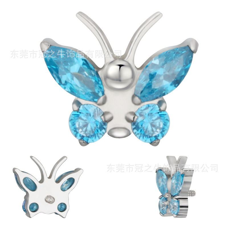 The crowned cow ASTM F-136 titanium alloy, nailed to the inside of the ear, nailed to the body's piercing.