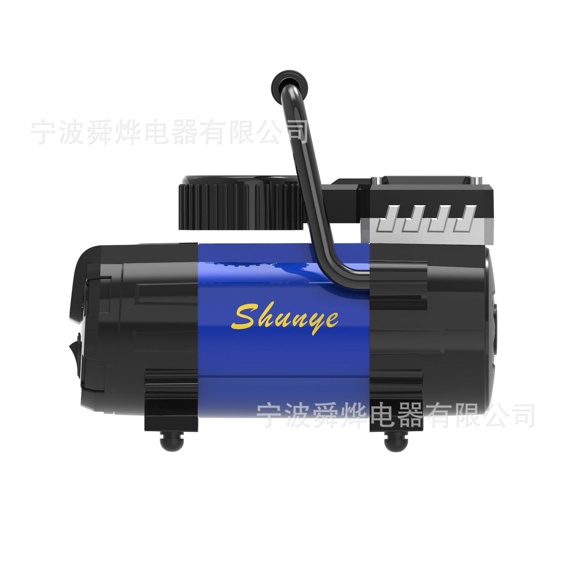 Một máy bơm khí được cung cấp bởi 30 bình chứa 12V xe kim loại cầm tay trong một máy bơm hơi sống được cung cấp bởi một chiếc xe di động