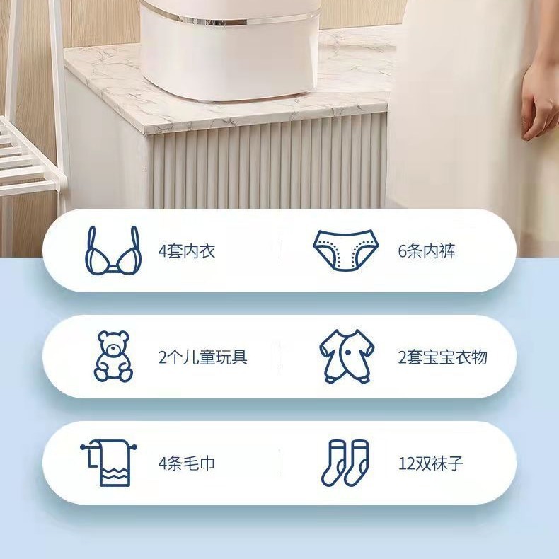 หอพักนักเรียน Mini Launduromat 4.5 กิโลกรัม ซักผ้าทารกออกจากเครื่องล้างถุงเท้า 2 เครื่อง