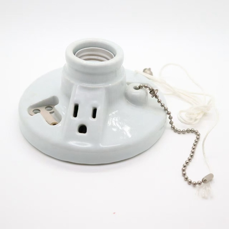 E274 đèn sứ phân tán 2 với công tắc kéo 3 lần cắm quanh đèn sứ