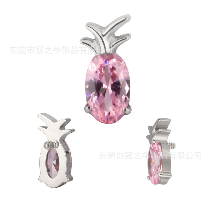 The crowned cow F136/G23 titanium alloy piercing pineapple-like ear nails to foreign trade.