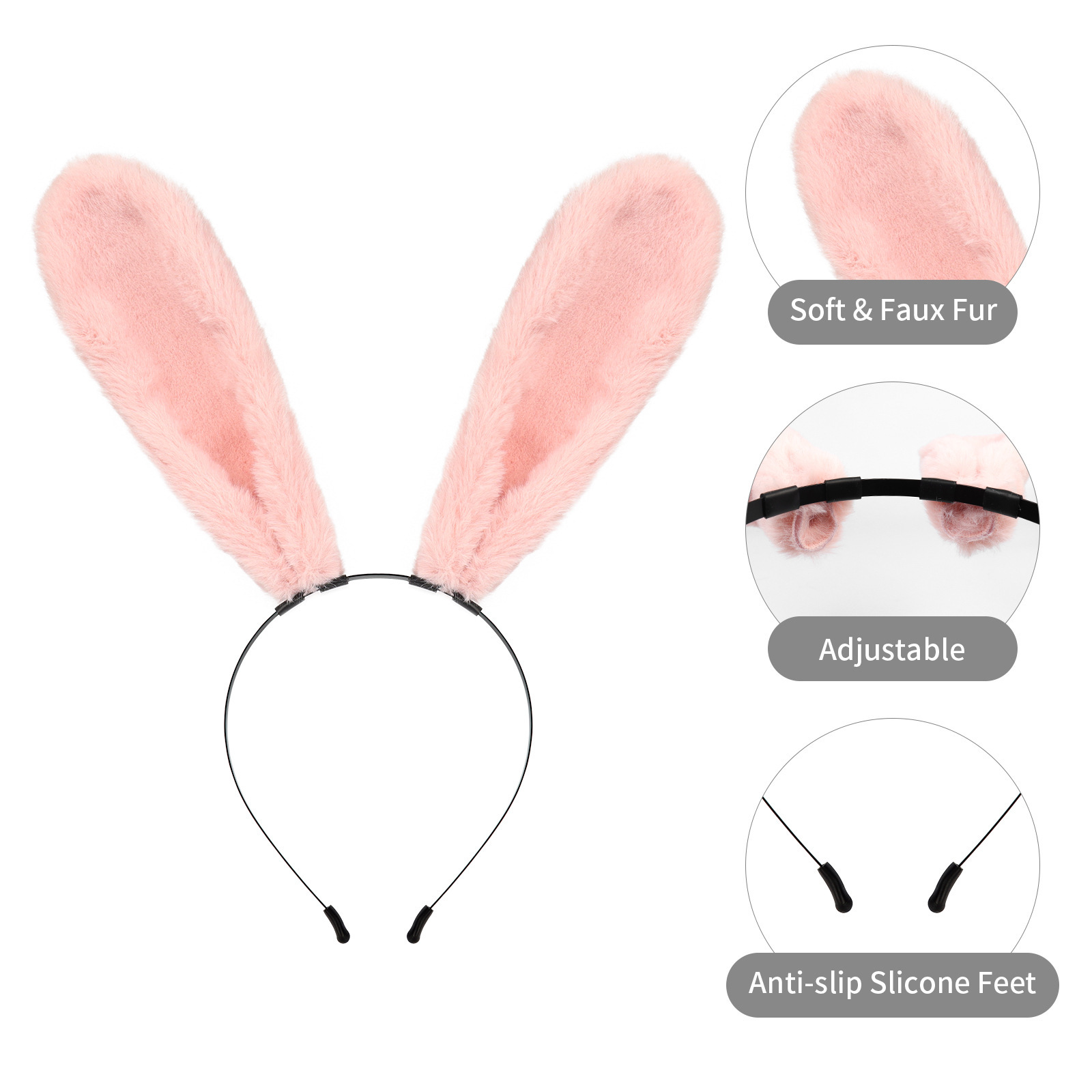 加工定制兔耳朵发箍Lolita兽耳发箍可调节仿真毛绒头箍配饰